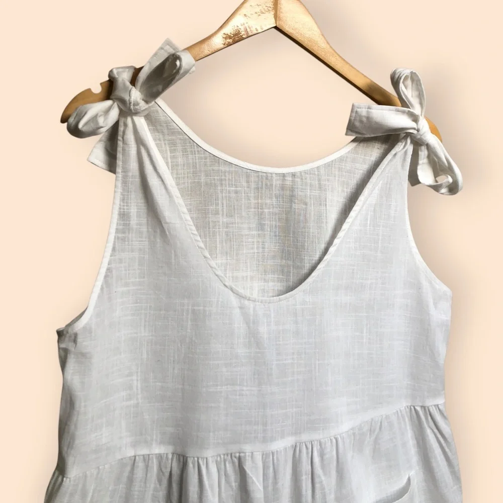 Cupshe NEW Tie Strap Cover Up Romper White Cotton Woven Oversized Women’s Medium - Picture 5 of 15